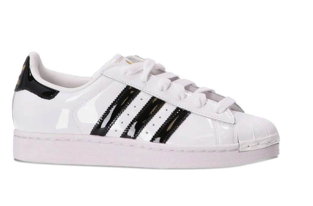 Adidas Originals Superstar II JS4010 White Black Patent Shoes Women's 7.5 NIB